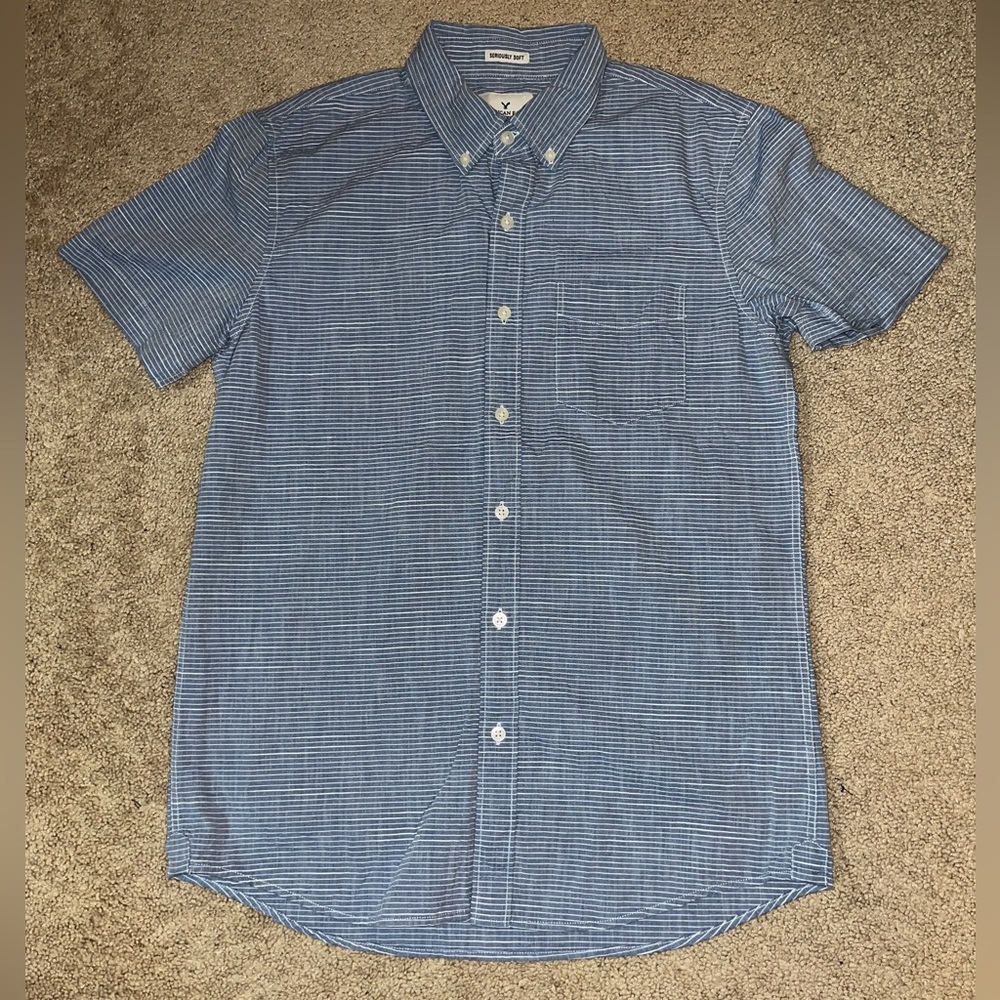 Blue striped button up